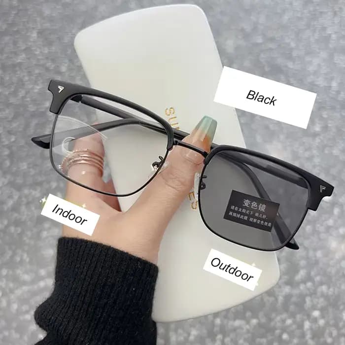 KLASSNUM hommes lunettes photochromiques demi-monture fini myopie