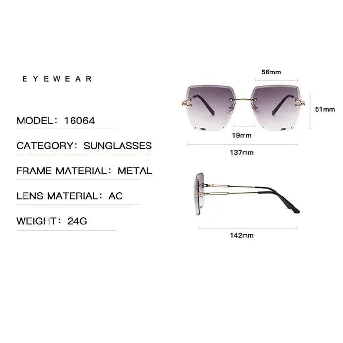 Lunettes de soleil oversize sans monture tendance 2026 pour femme – Design de marque de luxe célèbre