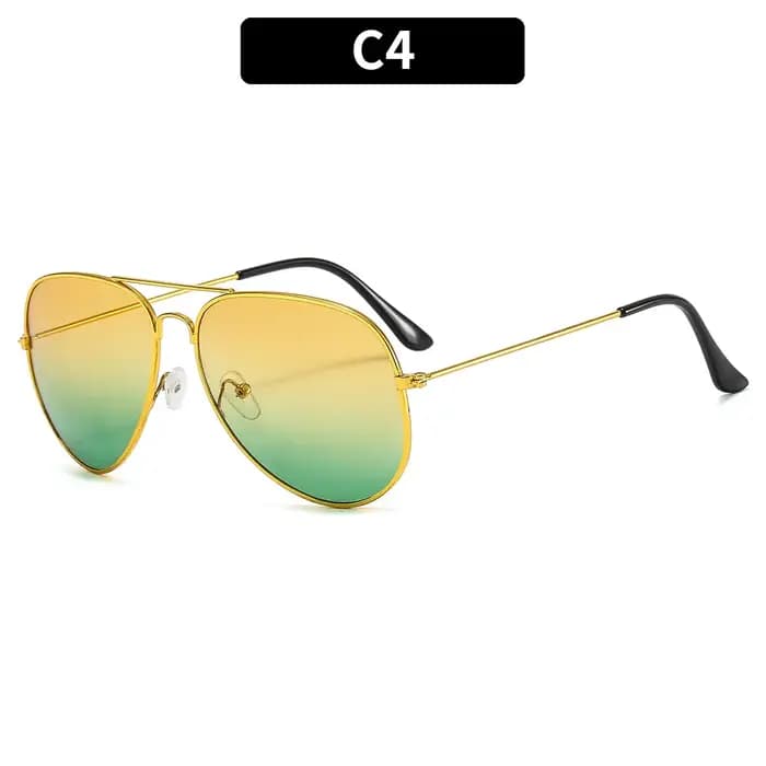 Lunettes de soleil aviateur rétro classiques à double pont, verres dégradés UV400, monture métalliqu