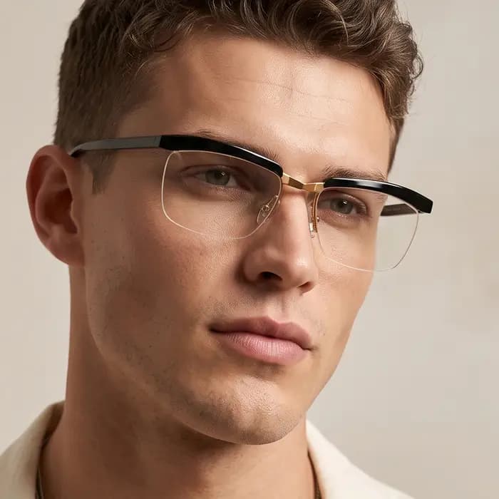 Monture de lunettes en métal et acétate faite à la main pour hommes, lunettes Tom Hardy, lunettes de cosplay du film The Legend, lunettes dorées brossées