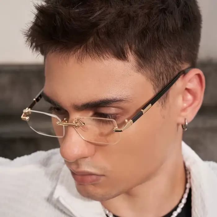 1 paire de lunettes carrées minimalistes sans monture pour hommes