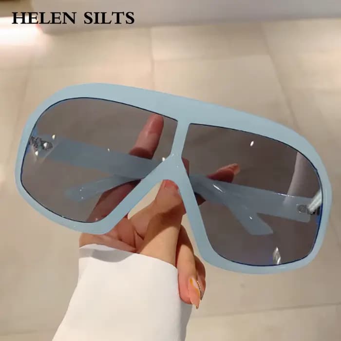 Vintage surdimensionné une pièce lunettes de soleil rondes pour femmes hommes marque concepteur mode