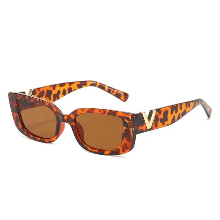 Lunettes de soleil rectangulaires en V de luxe pour hommes et femmes
