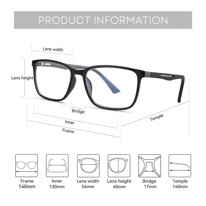 ZENOTTIC 2026 Lunettes de protection anti-lumière bleue tendance pour hommes, monture optique carrée