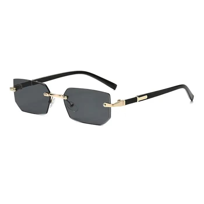 Lunettes de soleil rectangulaires sans monture avec bord coupé