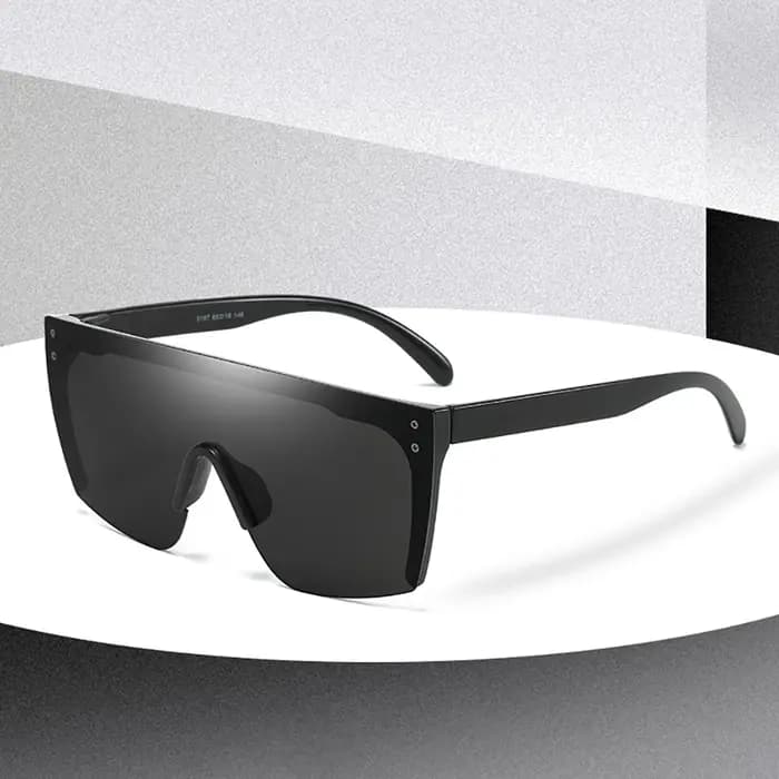 Lunettes de soleil miroir surdimensionnées sans monture pour hommes et femmes