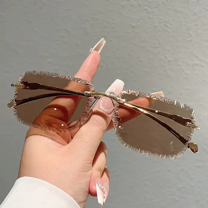 Lunettes de soleil carrées sans bords pour femmes et hommes