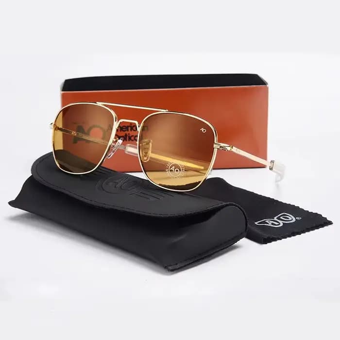 Lunettes de soleil pour homme, marque AO, design militaire américain, verres optiques en verre, lune