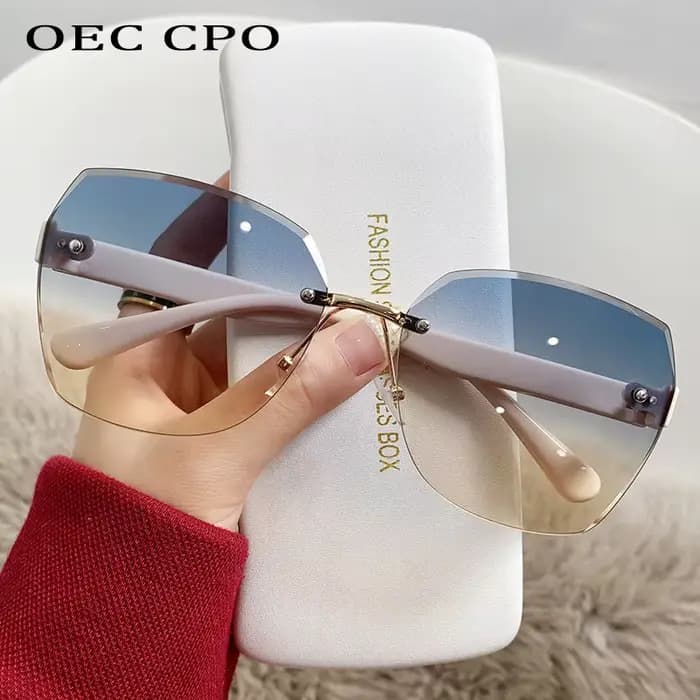 Lunettes de soleil carrées sans monture pour femme