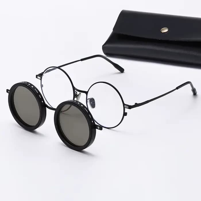 Lunettes à clip magnétique rondes pour hommes et femmes, polarisées ND9, lentilles à réduction de lu