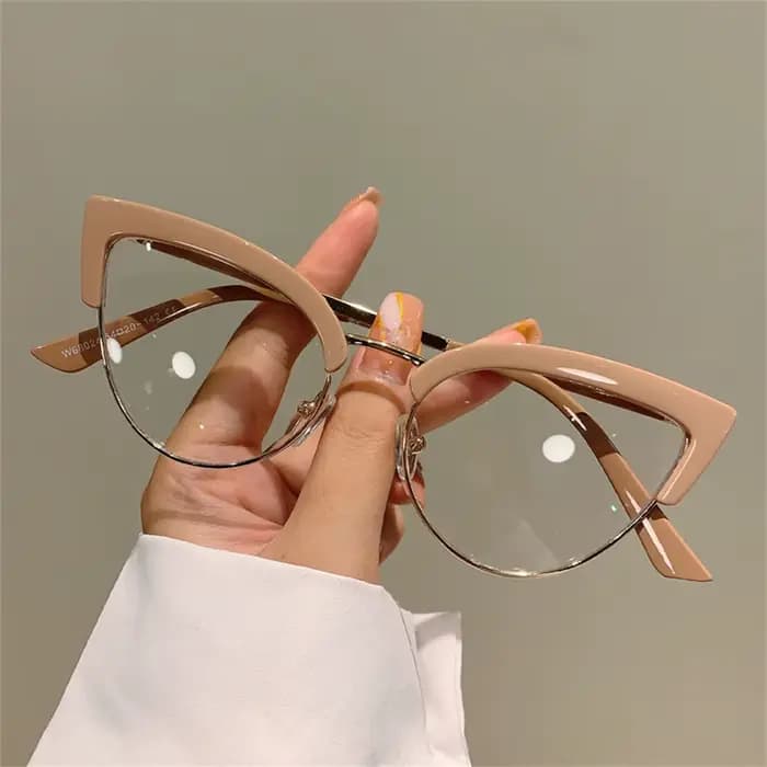 KLASSNUM-Lunettes rétro œil de chat pour femme, monture métallique, anti-lumière bleue, protection c