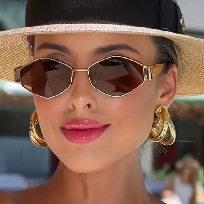 Lunettes de soleil hexagonales à la mode pour femmes
