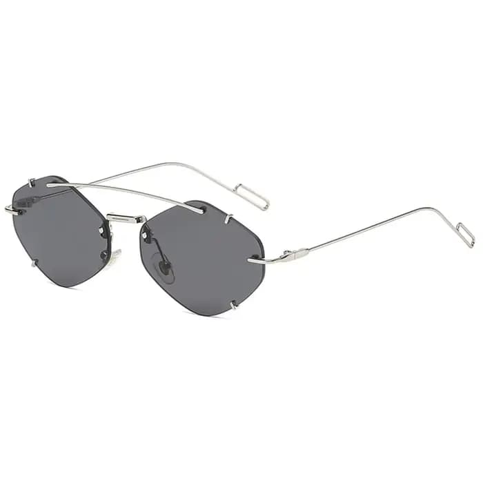 Lunettes de soleil hexagonales vintage, lunettes de soleil rétro sans monture, nuances de carillons