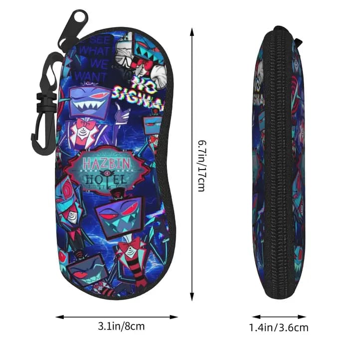 Hazbines Anime Hoteles Alastor Vox 2 Étui à lunettes Cadeaux pour filles Accessoires Boîte à lunettes anti-pression