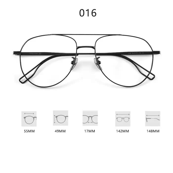 Mode rétro pilote Double pont lunettes Ultra léger pur titane lunettes optique montures de Prescript