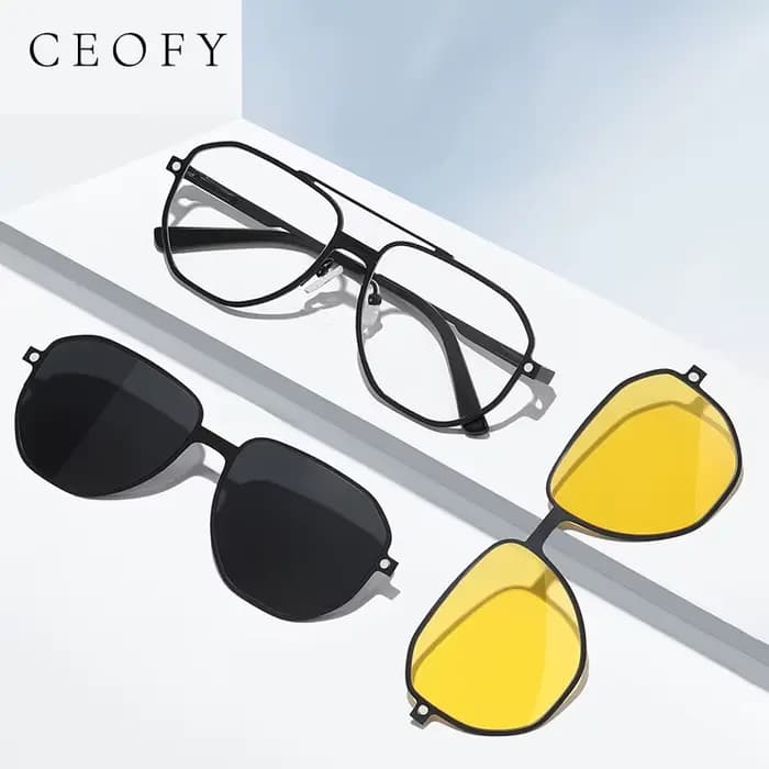 Ceofy hommes femmes mode lunettes cadre rétro polarisé Vision nocturne soleil pince aimant optique l