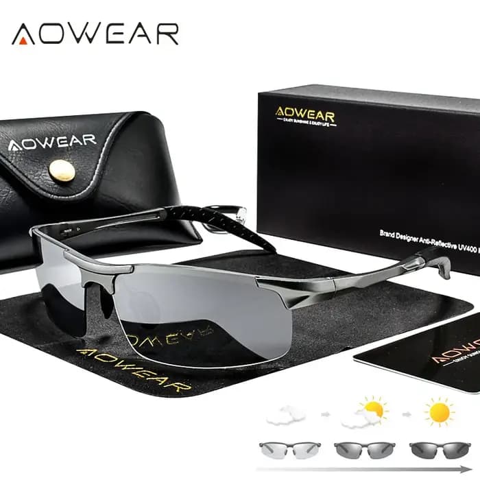 AOWEAR-Lunettes de soleil photochromiques pour homme, polarisées jour et nuit, style sport, caméléon