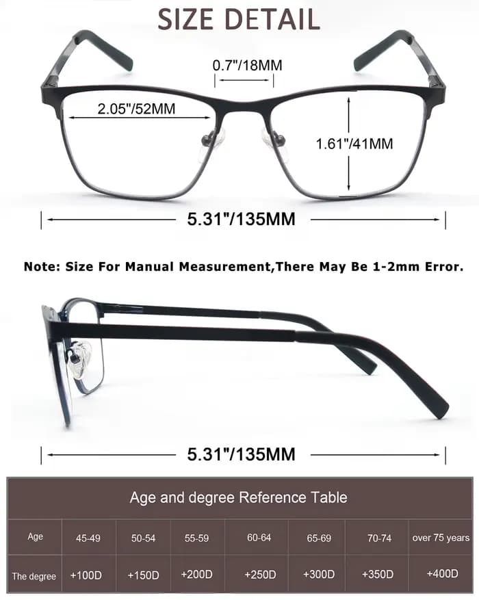 MODFANS lunettes de lecture à lumière bleue pour hommes cadre en métal lecteurs d'ordinateur presbyt
