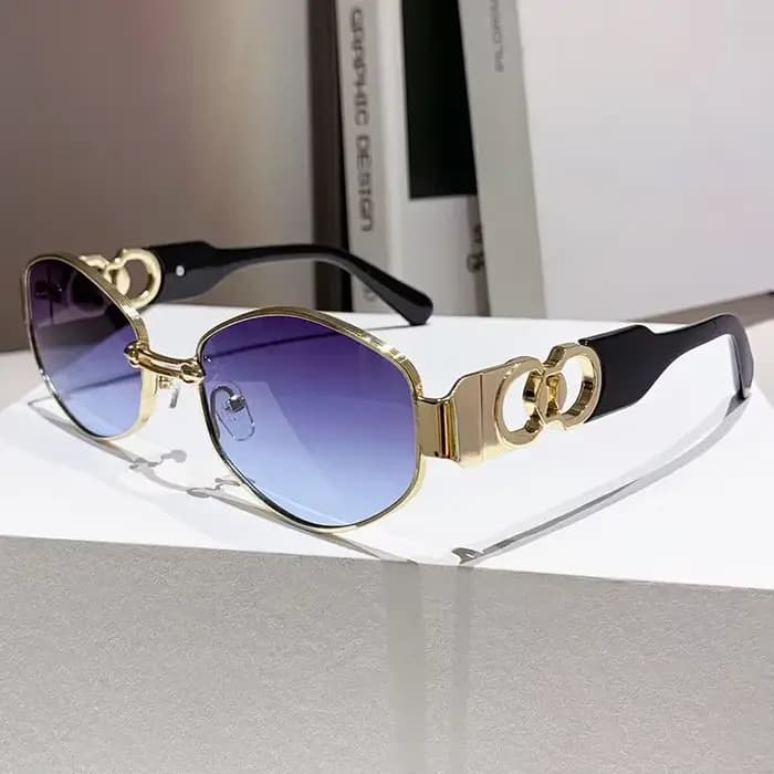 Lunettes de soleil métalliques punk à grande monture