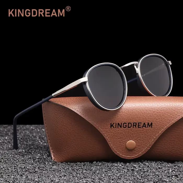 KINGDREAM – lunettes de soleil rondes polarisées UV400 pour hommes et femmes, de luxe, Vintage, verr