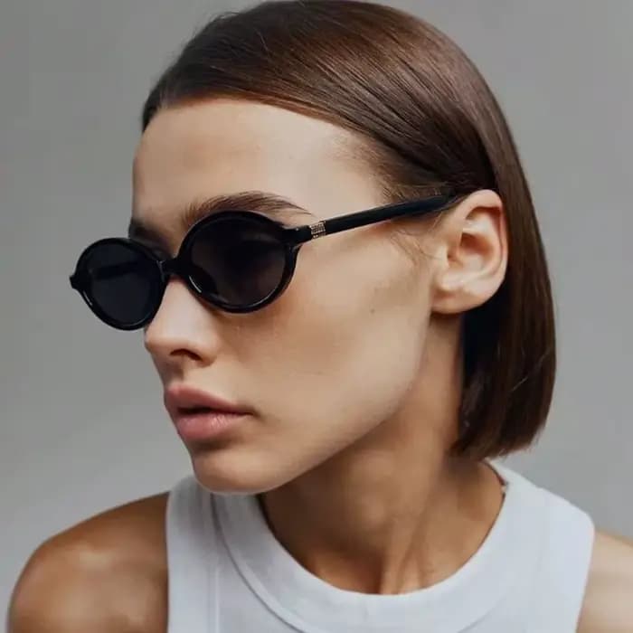 1 paire de lunettes rondes noires à la mode pour femmes