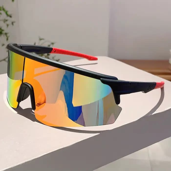 Lunettes de soleil de sport semi-sans bords, nouvelles lunettes de protection rondes enveloppées surdimensionnées pour l'extérieur, miroir tendance pour femmes, nuances de cyclisme