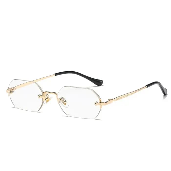 Vintage sans monture polygone lunettes de soleil femmes hommes marque de luxe concepteur populaire voyage petit cadre
