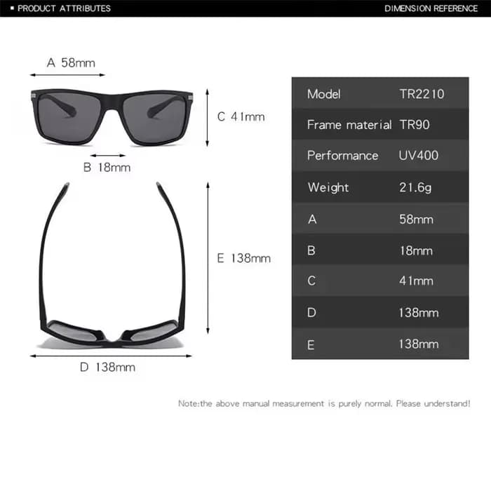Lunettes de soleil carrées anti-absorbe ouissement pour hommes