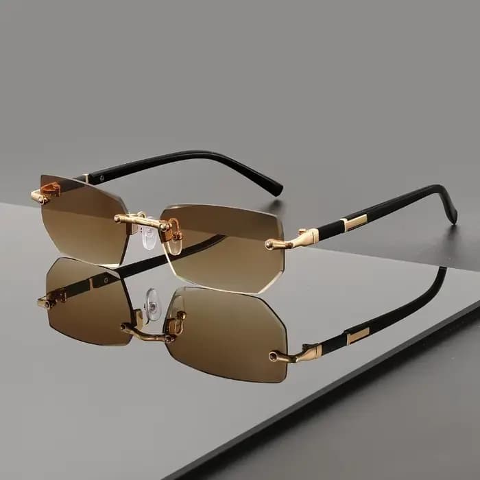 Lunettes carrées sans monture tendance et personnalisées pour hommes et femmes