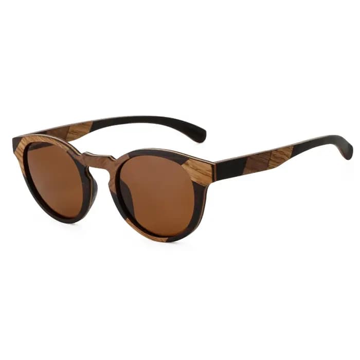 Lunettes de soleil Vintage rondes en bois pour femmes et hommes