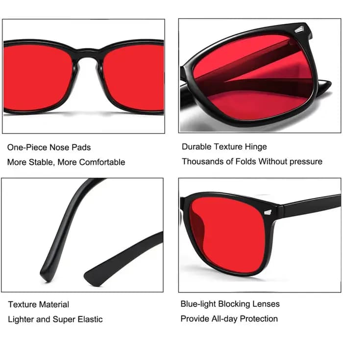 Lunettes anti-lumière bleue avec verres rouges pour bloquer la lumière bleue