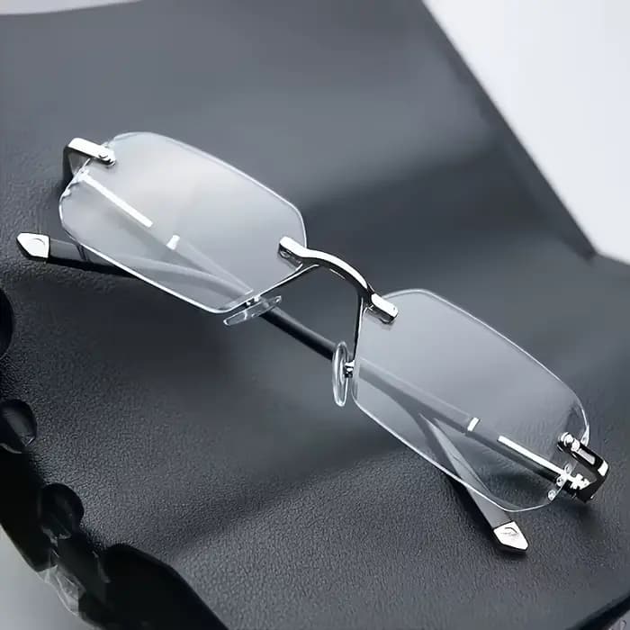 Lunettes plates sans monture à la mode pour hommes avec verres transparents