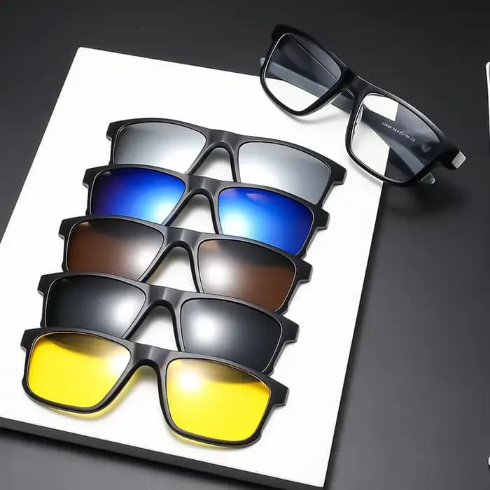 Monture de lunettes pour hommes et femmes avec 5 clips magnétiques pour lunettes de soleil polarisée