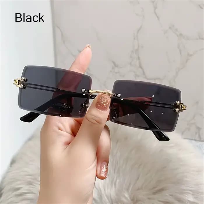 Lunettes de soleil carrées sans monture pour hommes et femmes, lunettes de soleil tête de léopard en