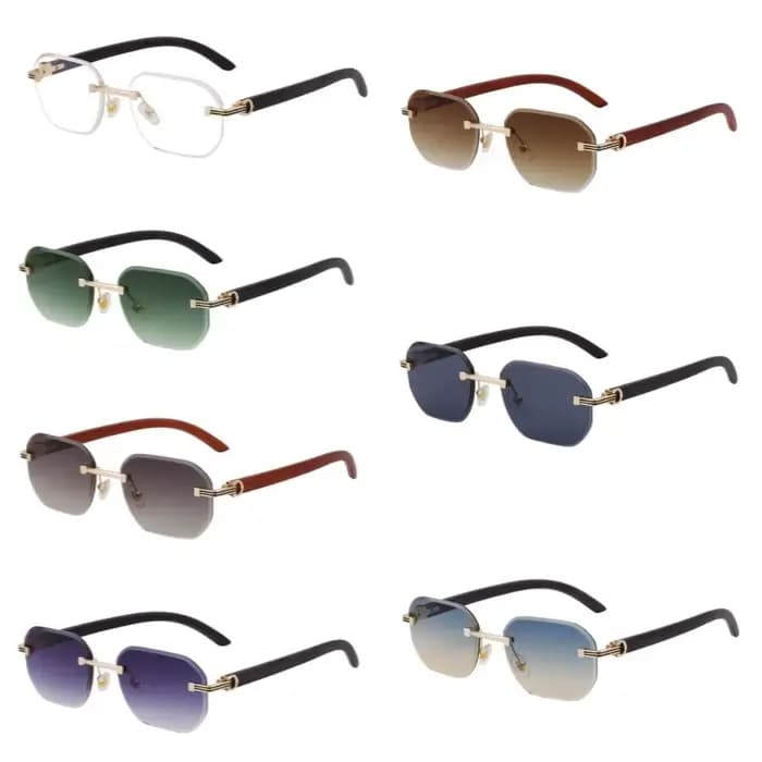 Lunettes de soleil sans monture effet bois
