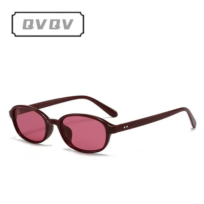 Nouvelles Lunettes de Soleil de Luxe Rouge Vin 2026 pour Femme, Monture Fine Ovale, Idéales pour les