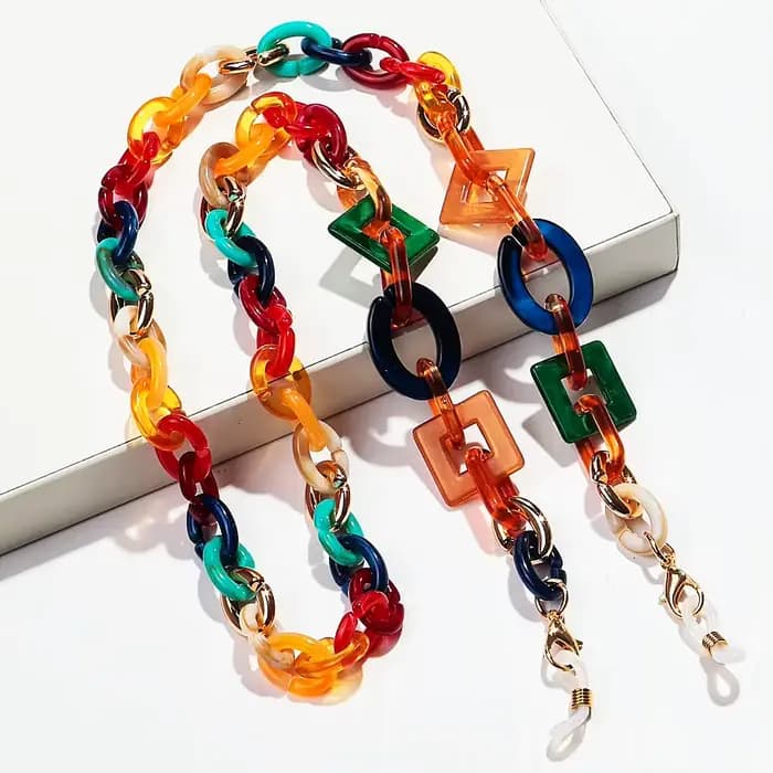 Chaîne de lunettes en acrylique colorée style Boho pour femmes