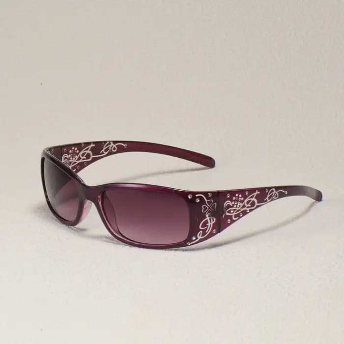Lunettes de soleil à monture carrée incrustée de diamants