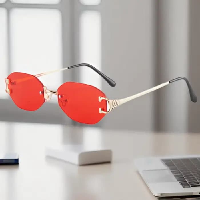 Lunettes de soleil carrées sans monture pour hommes et femmes