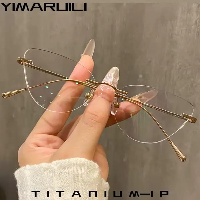 YIMARUILI Ultra-léger mode femmes oeil de chat lunettes sans monture rétro tendance haut de gamme optique Prescription