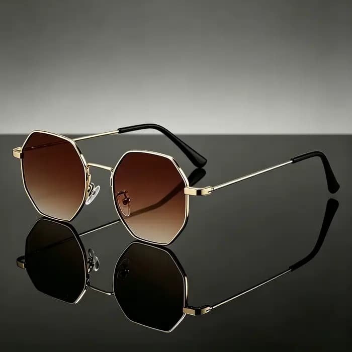 Une paire de lunettes à monture polygonale au design rétro tendance, idéales pour un usage quotidien décontracté et un choix de cadeau parfait.