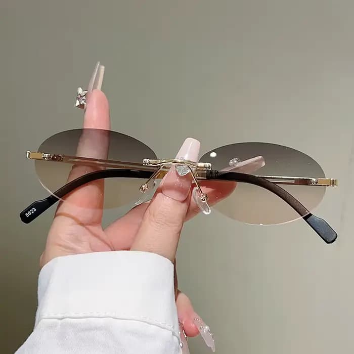 KAMMPT sans monture ovale lunettes de soleil hommes mode dégradé décor nuances femmes 2025 nouveau à