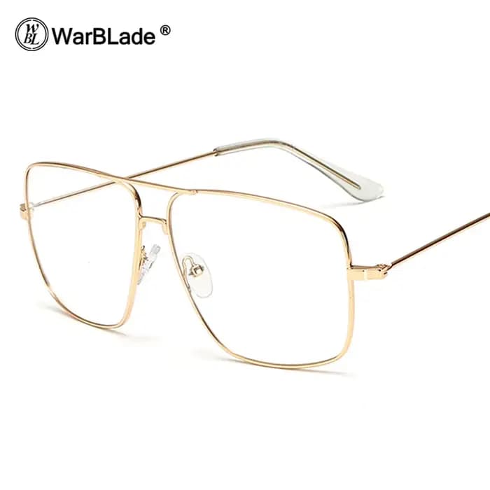 WarBLade Vintage or métal cadre lunettes hommes femmes lunettes de soleil rétro carré optique lentil