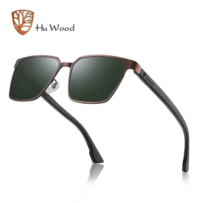 Hu Wood haute qualité hommes lunettes de soleil carrées