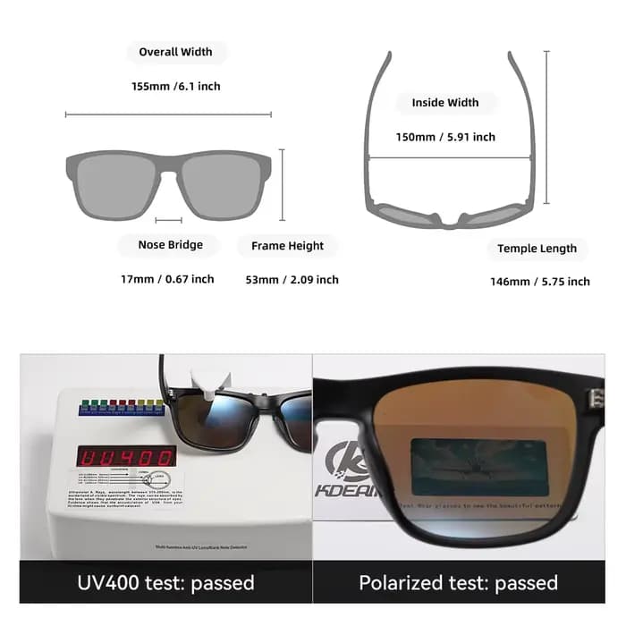 KDEAM – lunettes de soleil polarisées pour hommes, taille XXL, pour Sports de plein air, largeur tot