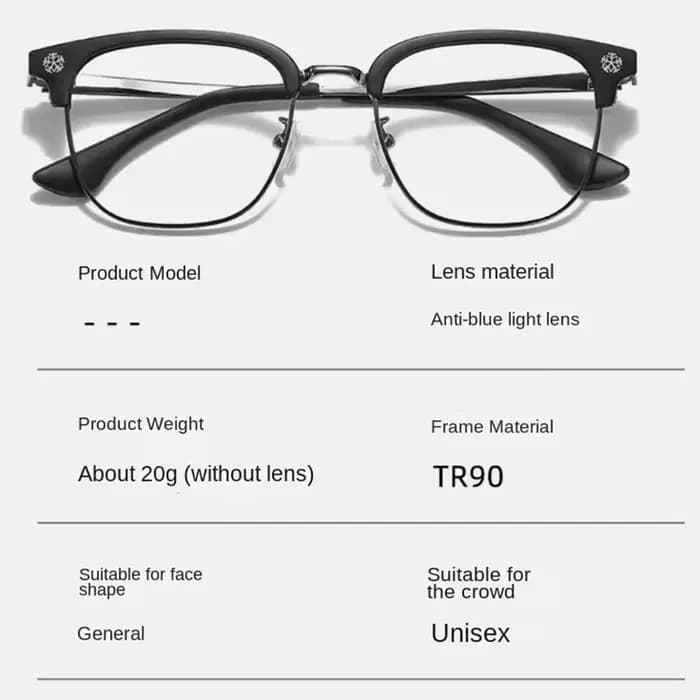 Lunettes à demi-monture de style japonais pour hommes et femmes