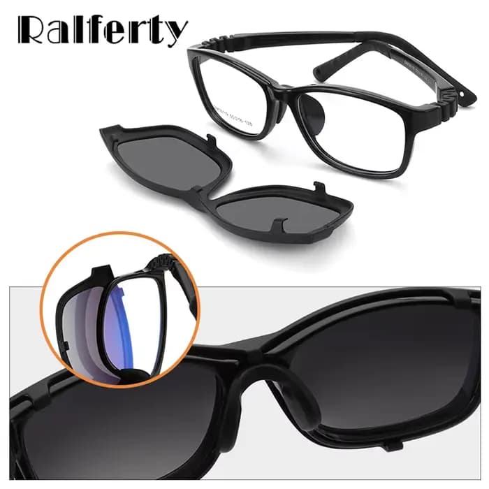 Ralferty 2 en 1 enfants lunettes de soleil polarisées Clips