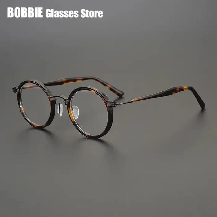 Lunettes rondes ultralégères en acétate de titane faites à la main