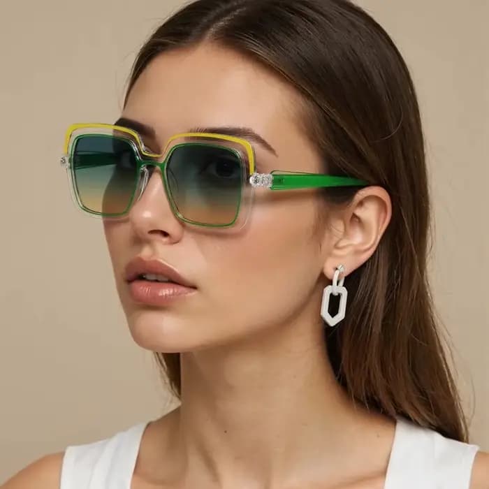Lunettes de soleil à Double monture transparente pour femmes