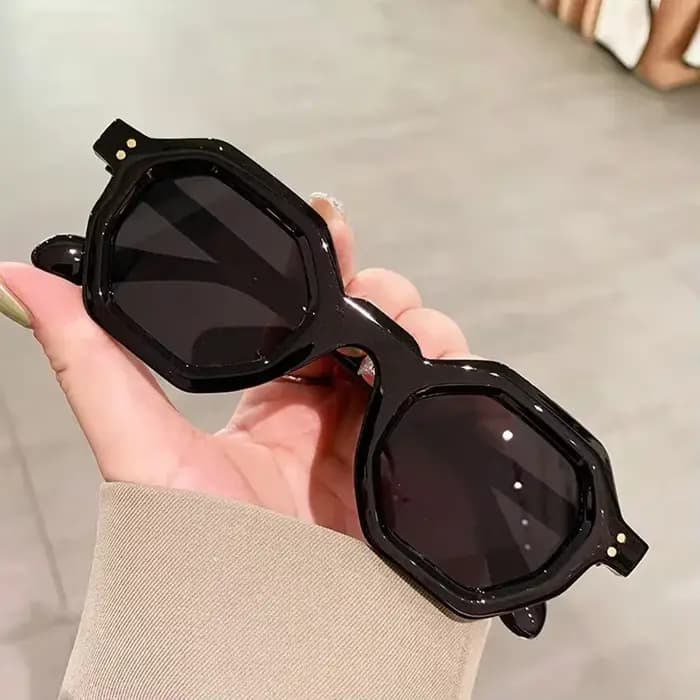 JNPCXI rétro ambre polygone petit carré femmes lunettes de soleil
